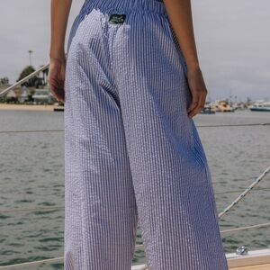 Daily Drills Seersucker Resort Pants - Light Blue & White Stripe. Size M/L.